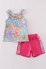 Pink tropical floral girl set