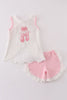 Pink ballet shoes applique girl set