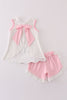 Pink ballet shoes applique girl set