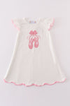 Pink ballet shoes applique girl dress