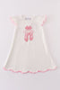 Pink ballet shoes applique girl dress