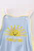 Blue you are my sunshine applique boy bubble