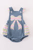 Blue bow applique girl bubble