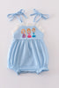 Blue princess embroidery ruffle girl bubble