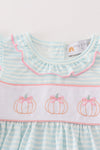 Pumpkin embroidery stripe dress