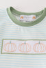 Green pumpkin embroidery stripe boy set