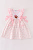 Pink bow football embroidery dress