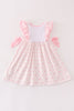 Pink bow football embroidery dress