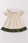 Gingham hunting embroidery girl dress