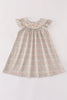 Pink floral print pumpkin embroidery girl dress