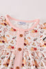 Coral pumpkin print girl set