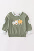 Green train pumpkin applique boy top