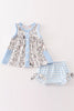 Blue stripe chicken print baby set