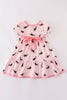 Pink bat print tiered dress