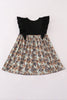Black camouflage pumpkin applique ruffle dress