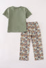 Camouflage print pumpkin applique pants set