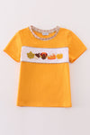 Brown plaid turkey french knot boy top