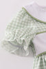 Sage turkey embroidery gingham pants set