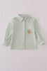 Sage turkey embroidery gingham button down shirt