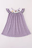 Purple Halloween dot witch embroidery dress