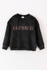 Black velvet blessed embroidery mom&me sweatshirt