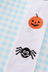 Blue halloween ghost pumpkin embroidery boy set