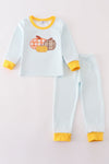 Blue stripe pumpkin applique boy set