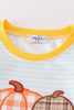 Blue stripe pumpkin applique boy set