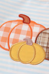 Blue stripe pumpkin applique boy set