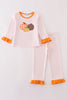 Pink stripe pumpkin applique girl set