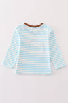 Blue stripe noah's ark animal applique boy top