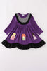 Purple halloween witch applique dress