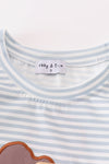 Blue stripe muck car applique boy top