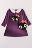Purple halloween cat stripe dress 2pc set