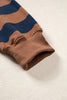 Brown Stripe Colorblock Mock Neck Relaxed Sweatshirt