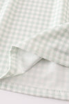 Sage turkey embroidery gingham dress