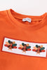 Orange turkey embroidery plaid boy set