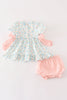 Pink pumpkin print baby girl set