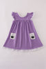 Purple spider embroidery ruffle dress