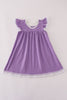 Purple spider embroidery ruffle dress