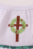 White wreath smocked dress