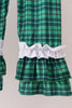 White wreath smocked ruffle pants set