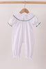 White wreath smocked romper