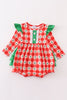 Red christmas tree gingham girl bubble