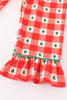 Red christmas tree gingham girl pajamas set