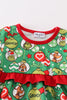 Green grinch print girl ruffle bubble