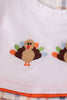 Orange turkey embroidery plaid bloomer set