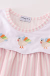 Pink stripe turkey embroidery dress