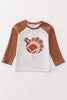 Rust stripe turkey applique boy top