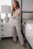 White Leopard Print Long Sleeve and Pants Pajamas Set